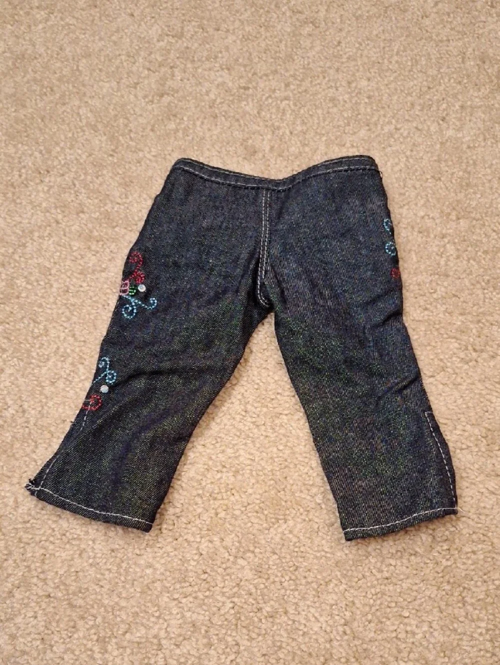 American Girl Jeans with Floral Bead Design
